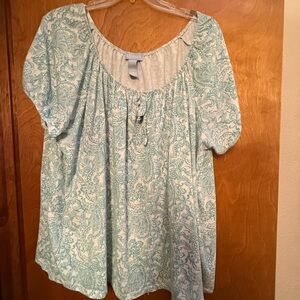 Liz & Me Women's Blue Patterned Blouse